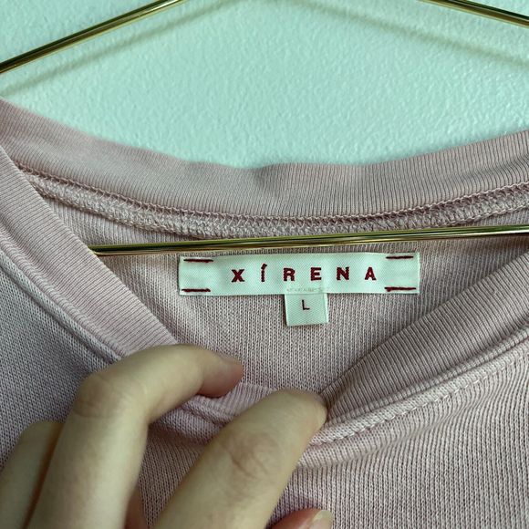 Xirena Women's Side Stripe Tie Hem Sweatshirt in Pink Size LARGE - Picture 4 of 5